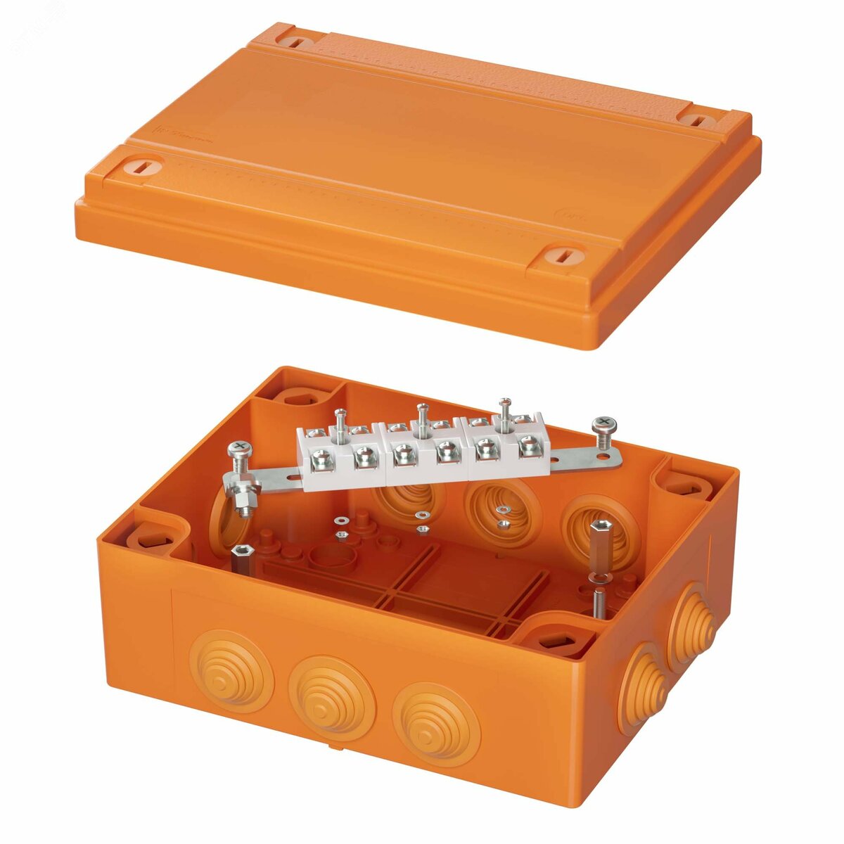 Коробка пластиковая FS с кабельными вводами и клеммниками IP55 240x190x90мм 6р 450V 20A 10мм.кв нержавеющий контакт
