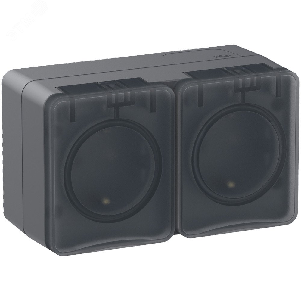 Купить AtlasDesign Profi54 розетка двойная с заземлением со шторками IP54 16А 250B, АНТРАЦИТ, Россия в Казани AtlasDesign Profi54 розетка двойная с заземлением со шторками IP54 16А 250B, АНТРАЦИТ, Россия