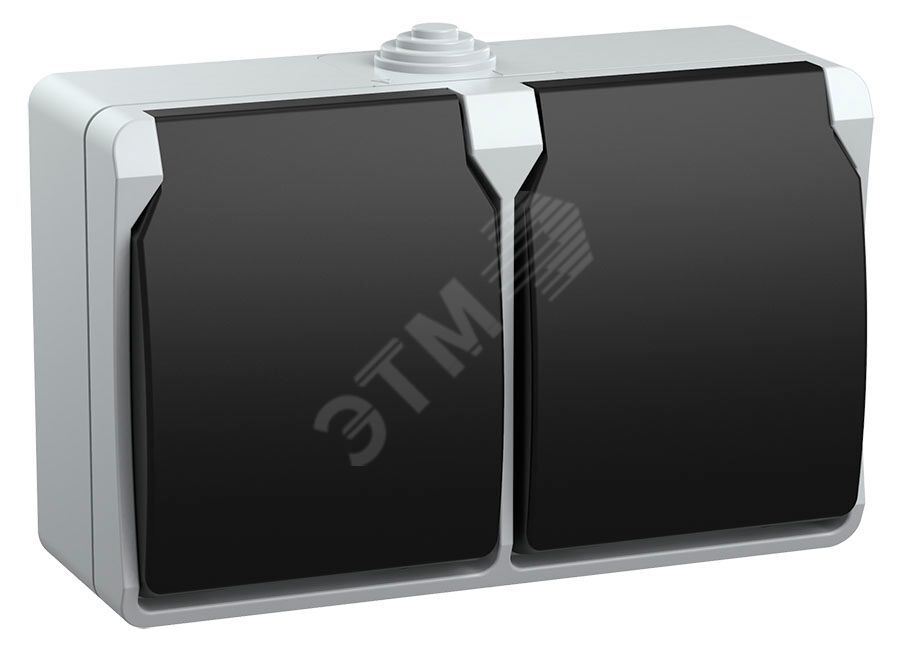 ФОРС Розетка двойная наружная с заземлением с крышкой IP54