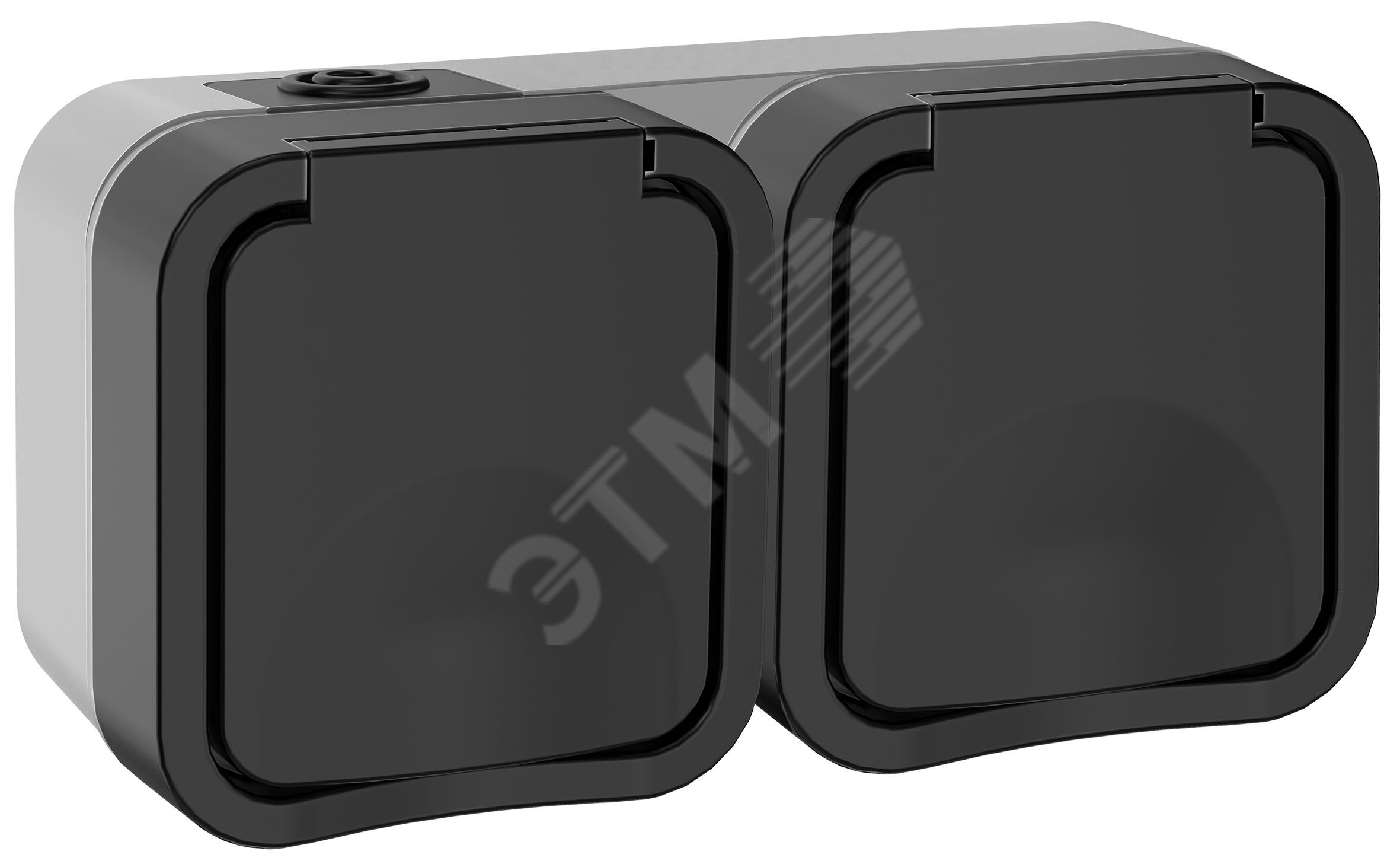 Розетка 2-местная горизонтальная TORS 16А IP55 графит