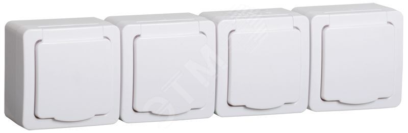 Гермес PLUS Розетка четырехместная наружная белая IP54