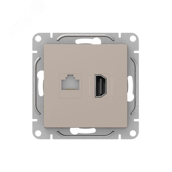 Механизм розетки HDMI+RJ45 (cat5)  кремовый Эпика EKF