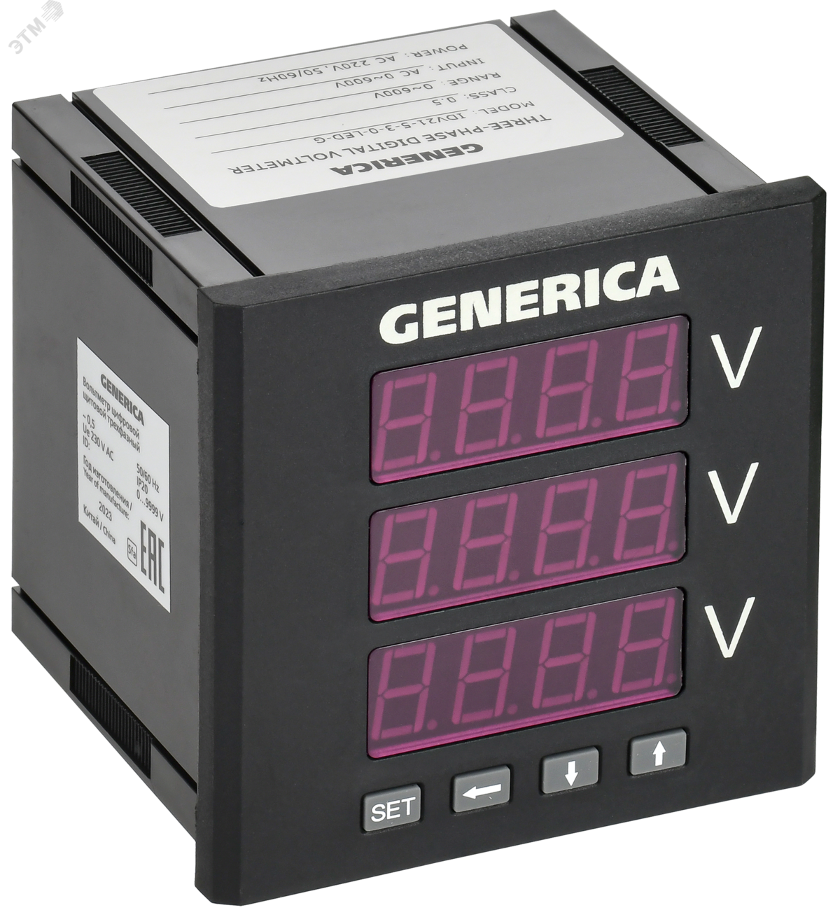 Вольтметр цифровой щитовой трехфазный 96х96мм LED GENERICA