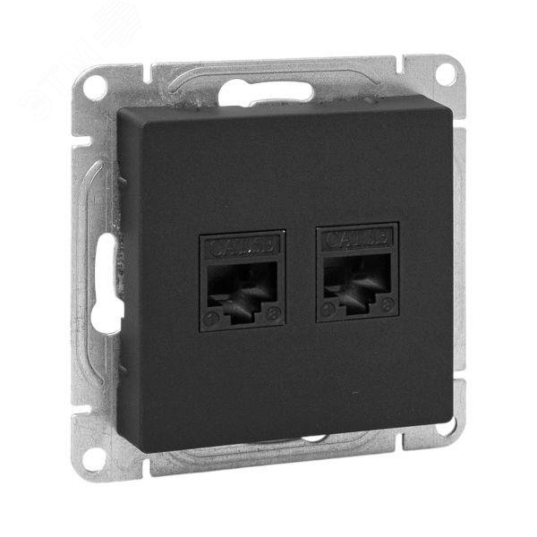 Механизм розетки RJ45 — 2шт, (cat6), чёрный Эпика EKF