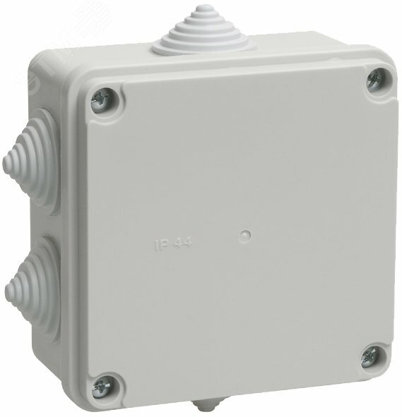 Коробка распаячная КМ41234 для открытой проводки  100х100х50мм IP55 6 гермовводов черная (RAL 9005) IEK