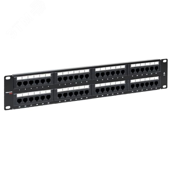 Патч-панель TERACOM PRO 19’Cat.6 2U неэкранированная UTP 48 портов RJ-45 Dual IDC