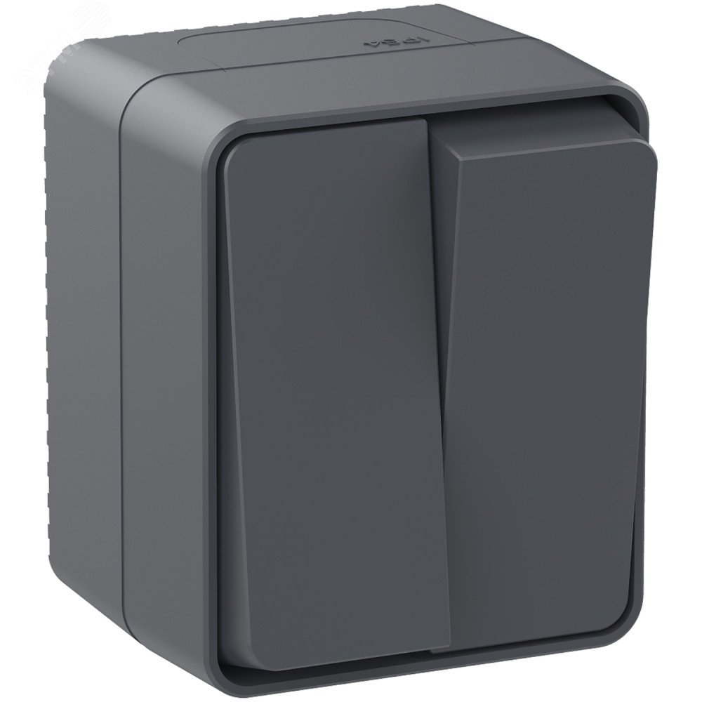 Купить AtlasDesign Profi54 выключатель двухклавишный IP54 10 АХ, АНТРАЦИТ, Россия в Казани AtlasDesign Profi54 выключатель двухклавишный IP54 10 АХ, АНТРАЦИТ, Россия