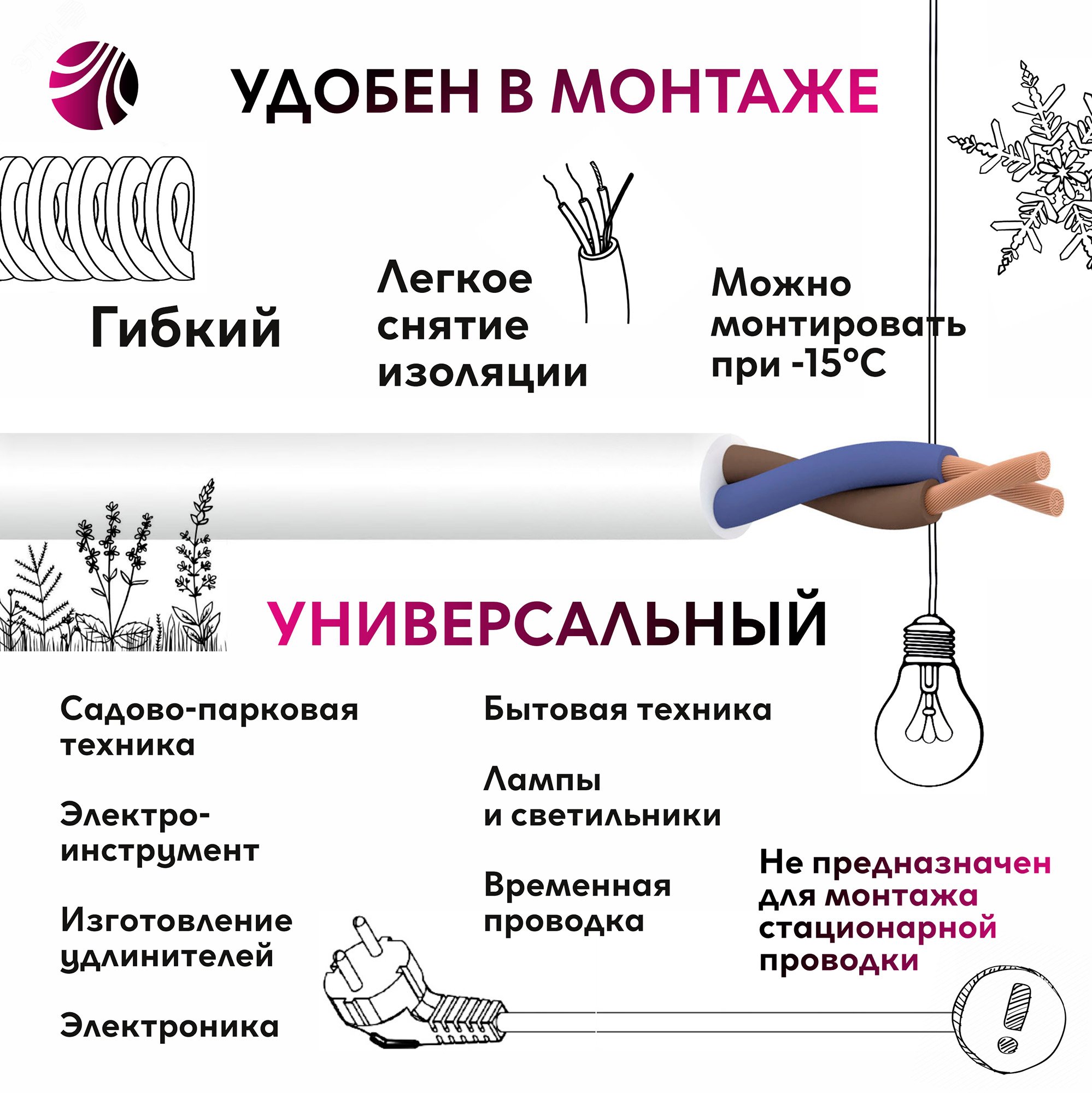 Купить Провод ПВС 2х2.5 ТРТС (00000056569) в Казани Провод ПВС 2х2.5 ТРТС (00000056569)