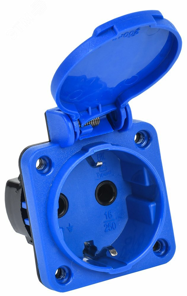 Розетка панельная РП11-3 2Р+РЕ 16А з/к с крышкой  IP44 синяя MAGNUM IEK