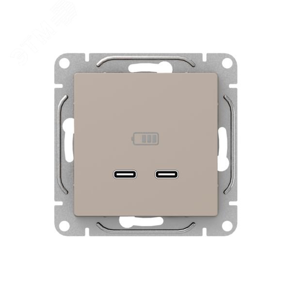 Механизм розетки USB-C — 2шт  кремовый Эпика EKF