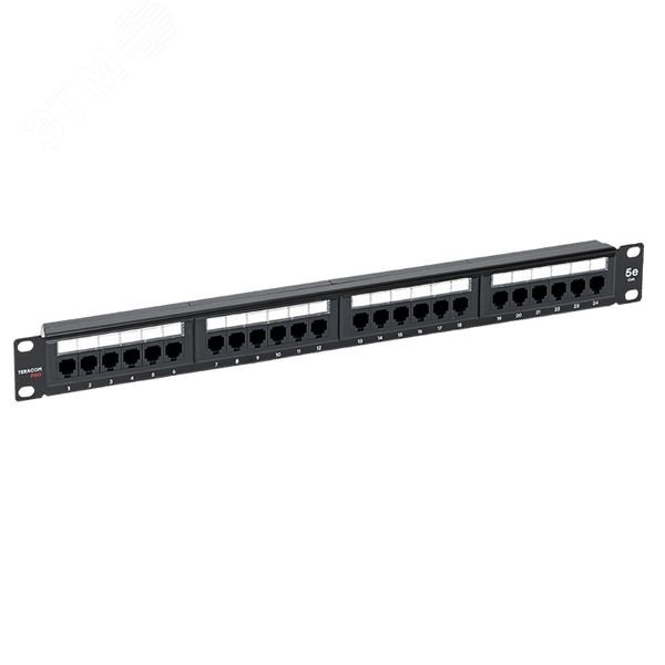 Патч-панель TERACOM PRO 19» Cat.5E 1U неэкранированная UTP 24 порта RJ-45 Dual IDC с органайзером