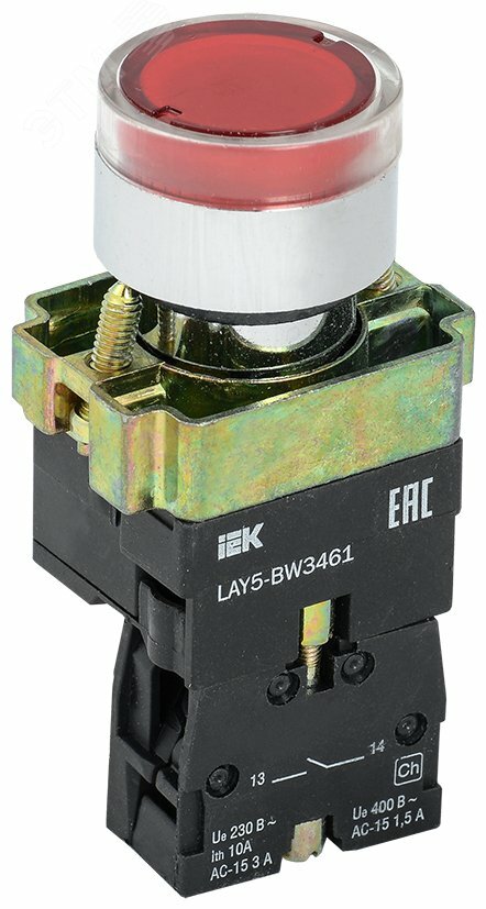 Кнопка управления красная LAY5-BW3461 1нз с подсветкой 240В