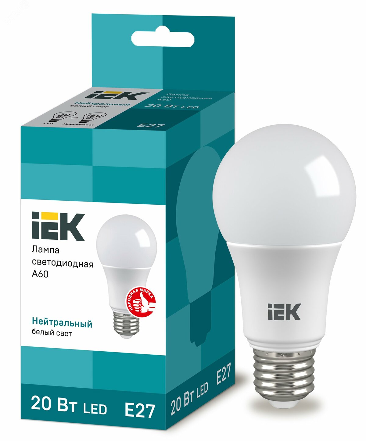 Лампа светодиодная LED 20вт Е27 белый ECO