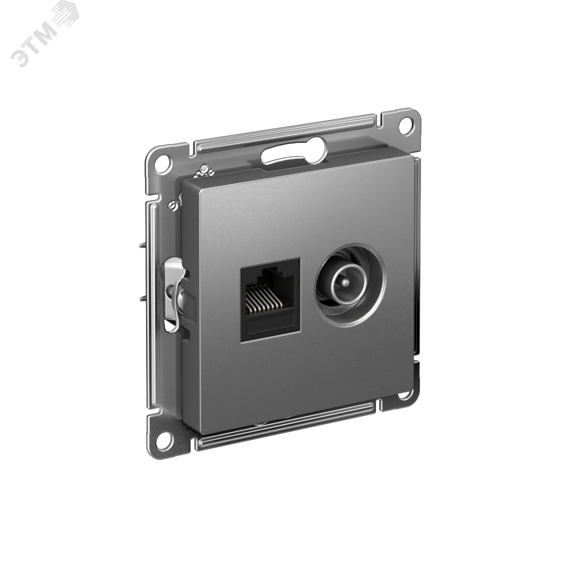 Купить Розетка ATLASDESIGN двойная компьютерная+ТВ RJ45+TV категория 5E механизм сталь в Казани Розетка ATLASDESIGN двойная компьютерная+ТВ RJ45+TV категория 5E механизм сталь
