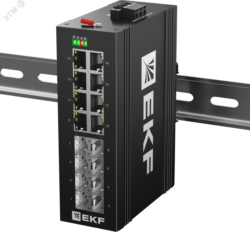 Коммутатор промышленный неуправляемый U-8GX/SFP-8GT, 8 портов 1000Base-X SFP, 8 портов 10/100/1000Base-T(X) RJ45, монтаж на динрейку TSX EKF