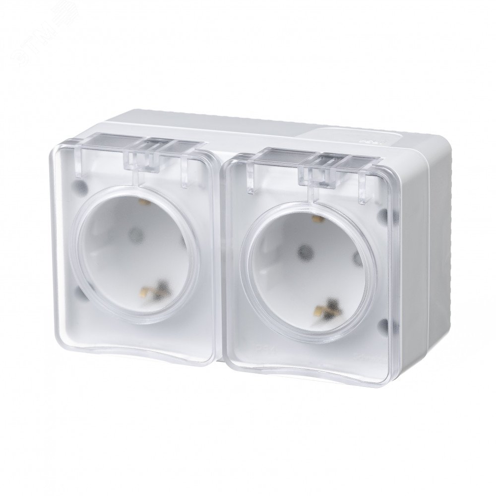 Купить AtlasDesign Profi54 розетка двойная с заземлением со шторками IP54 16А 250B, БЕЛЫЙ, Россия в Казани AtlasDesign Profi54 розетка двойная с заземлением со шторками IP54 16А 250B, БЕЛЫЙ, Россия