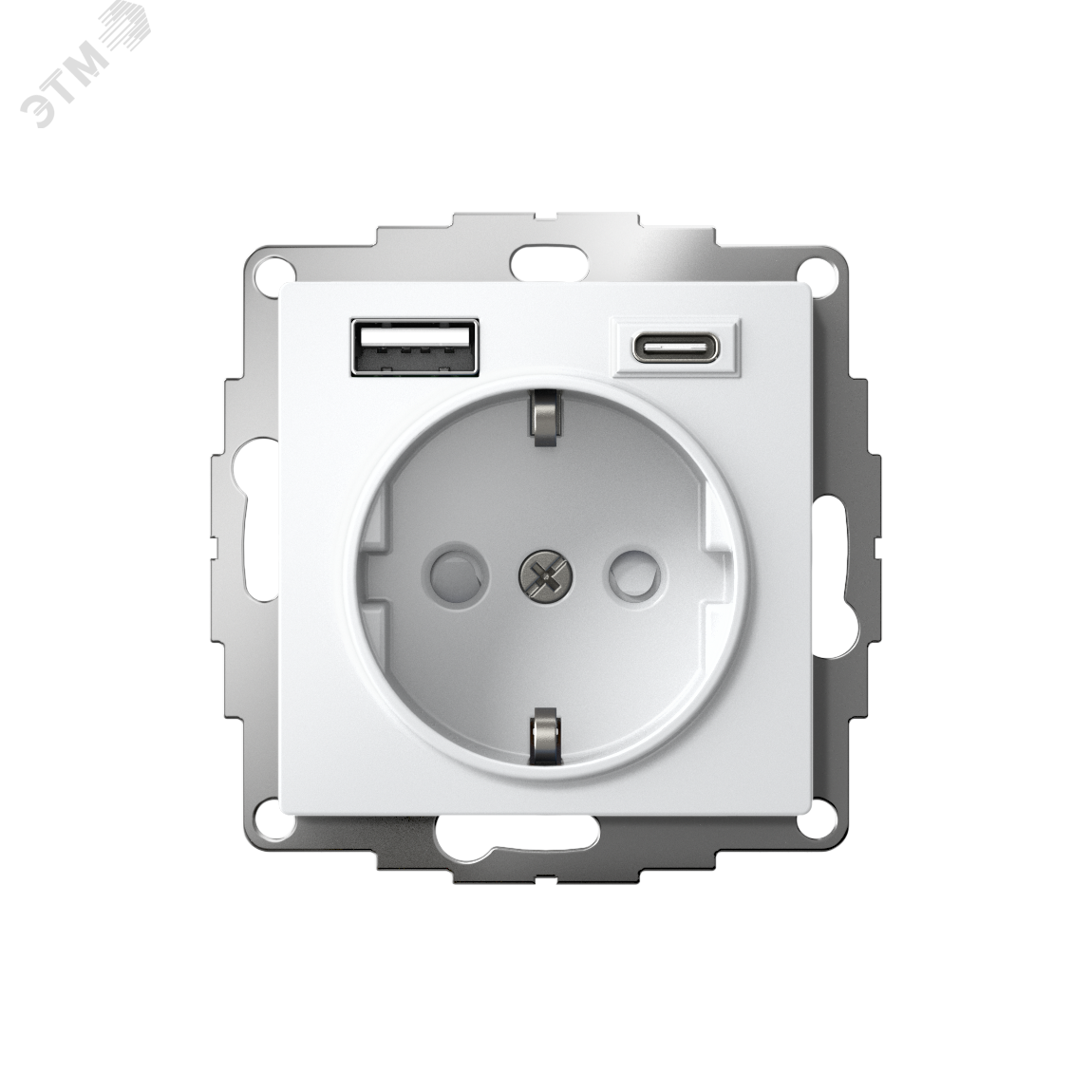 Купить РОЗЕТКА 16А с 2 USB A+C, мех, БЕЛЫЙ в Казани РОЗЕТКА 16А с 2 USB A+C, мех, БЕЛЫЙ