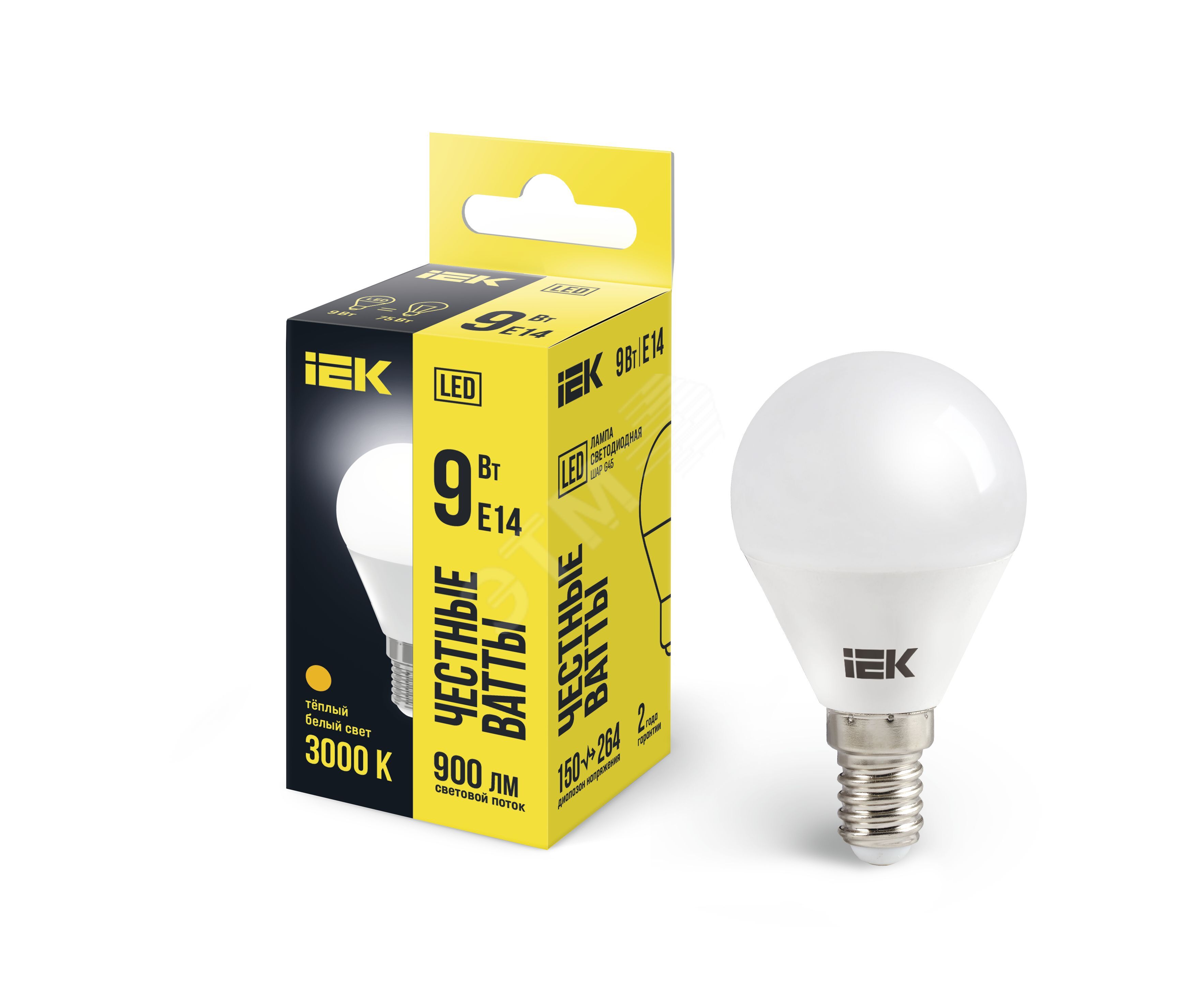 Купить Лампа светодиодная LED 9вт Е14 тепло-белый матовый шар ECO в Казани Лампа светодиодная LED 9вт Е14 тепло-белый матовый шар ECO