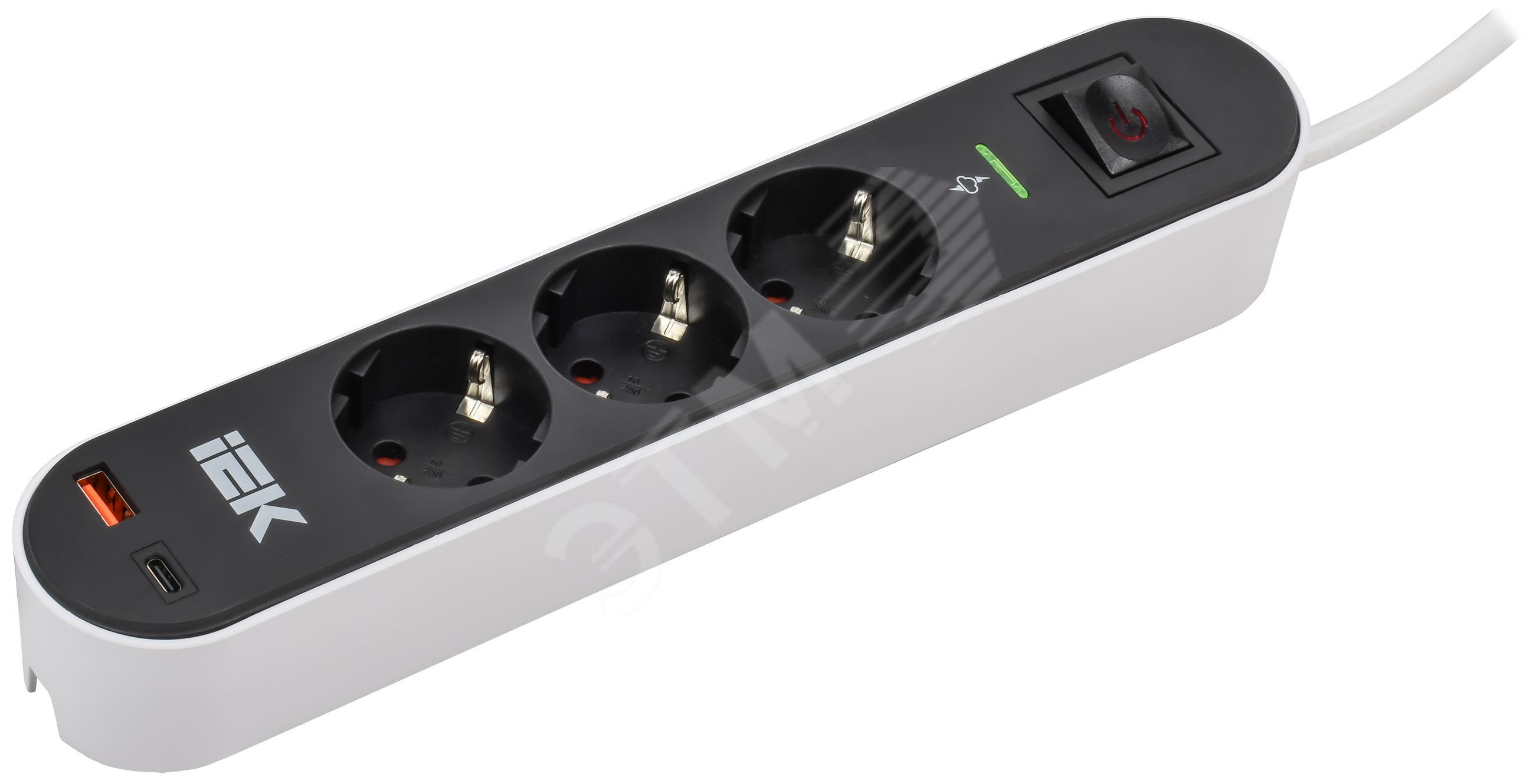Фильтр сетевой СФ-03К 16А USB A+C 20Вт 3м 3х1,5мм2 черный