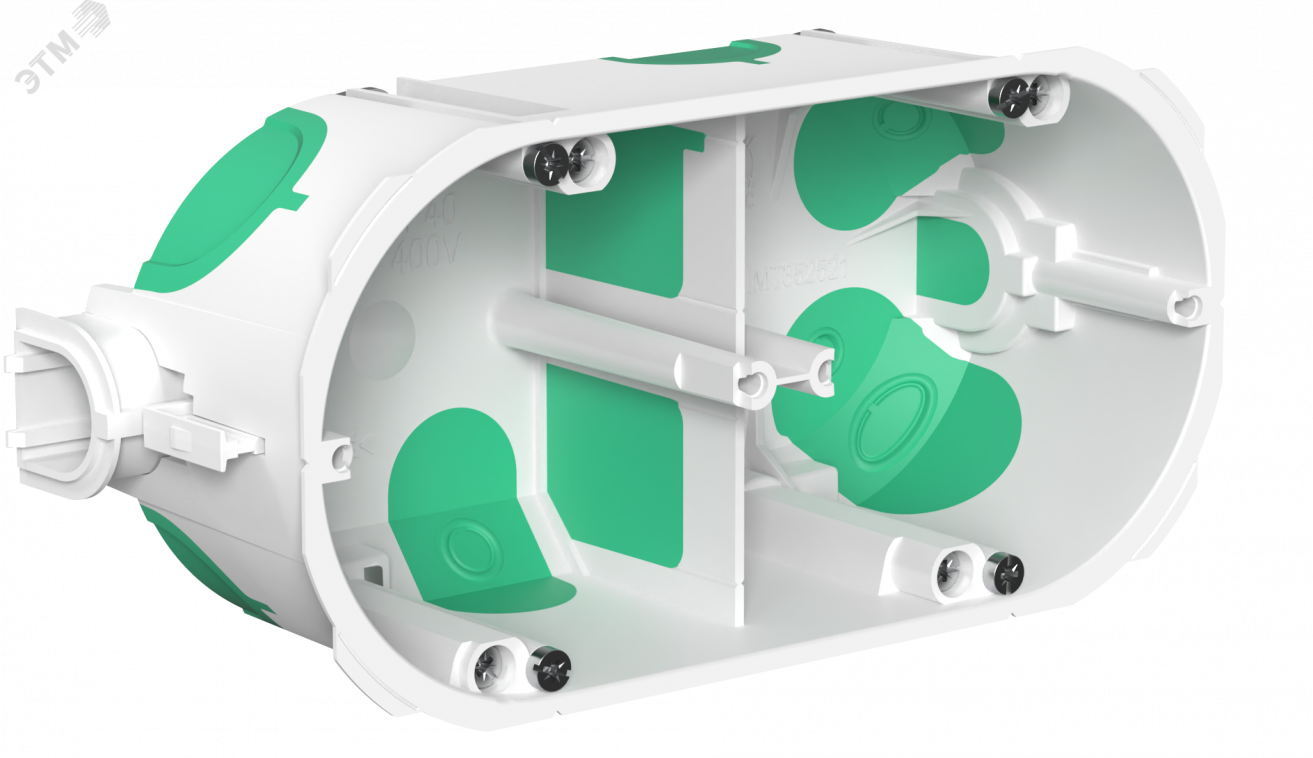 Коробка установочная двухкомпонентная 2 поста для полых стен, под коронку D68мм, глубина 50мм БЕЛАЯ
