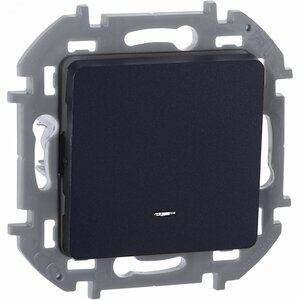 Выключатель 1-клавишный проходной с подсветкой/индикацией 10АХ безвинтовое крепление антрацит INSPIRIA