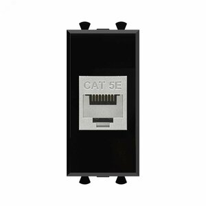 Avanti Компьютерная розетка RJ-45 без шторки      модульная, кат.5е экранированная, Черный квадрат 1модуль