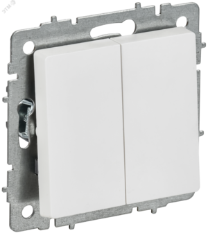 BRITE Выключатель 2-клавишный проходной 10А ВС10-2-6-БрАБ арктический белый IEK