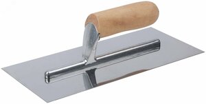 Гладилка нержавеющая с деревянной ручкой Профи плоская 280х130 мм