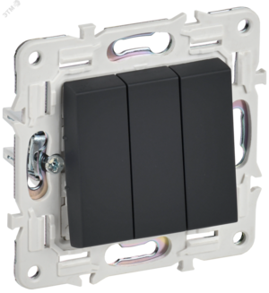 SKANDY Выключатель 3-клавишный 10А SK-V11G графит IEK