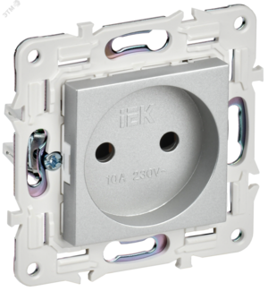 SKANDY Розетка без заземления без защитных шторок 10А SK-R02S серебряный IEK