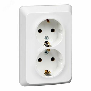 ЭТЮД Розетка двойная скрытой установки с заземлением без шторок 16А 250B, белый