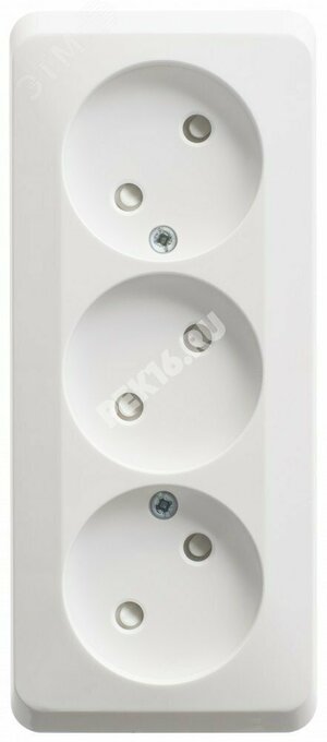 ЭТЮД Розетка тройная открытой установки без заземления со шторками 16А 250B,белый