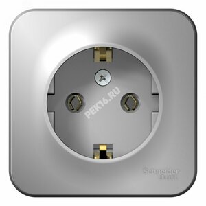 BLANCA розетка наружная с заземлением без шторок с изолирующей пластиной, 16А, 250В, алюминий