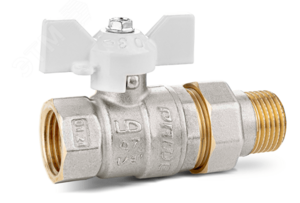 Кран шаровой со сгоном Ду15 Ру40 (1/2′) ВН белая ручка бабочка