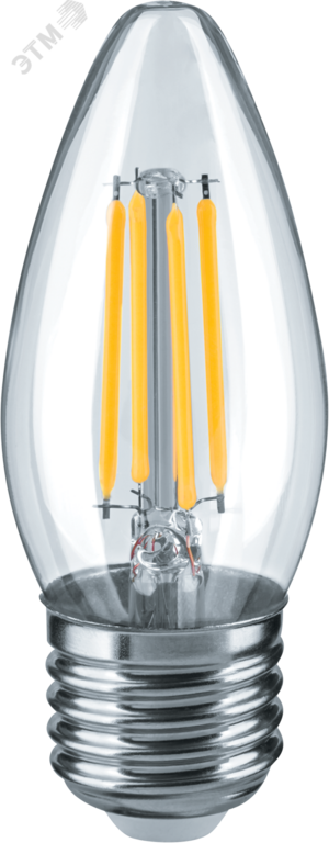 Лампа светодиодная LED 4вт Е27 белый свеча FILAMENT