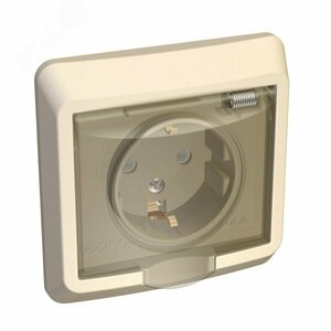 ЭТЮД Розетка скрытая с заземлением со шторками  бежевая брызгозащищенная IP44