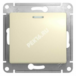 GLOSSA Выключатель одноклавишный с подсветкой в рамку бежевый сх.1а