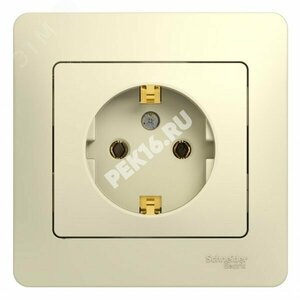 GLOSSA Розетка с заземлением в сборе бежевая
