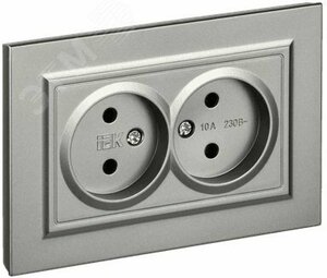 BRITE Розетка 2-местная без заземления без защитных шторок 10А в сборе РС12-2-БрС сталь IEK