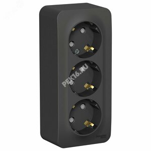 BLANCA  розетка наружная  3-я с заземлением со шторками изол.пл.,16А, 250В, антрацит