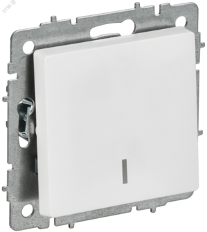 BRITE Выключатель 1-клавишный проходной с индикацией 10А ВС10-1-7-БрАБ арктический белый IEK
