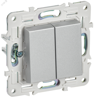 SKANDY Выключатель 2-клавишный проходной 10А SK-V05S серебряный IEK