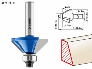 Фреза кромочная калевочная(фасочная) №9 31,8×13мм