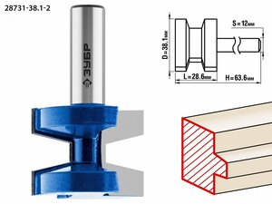 Фреза пазо-шиповая наборная 38.1×28,6мм, хвостовик 12мм (28731-38.1-2)