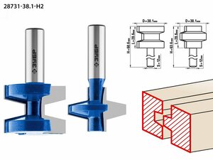Набор фрез пазо-шиповых 38.1×28,6мм, хвостовик 12мм