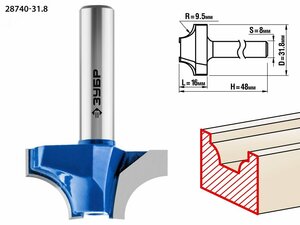 Фреза пазовая фасонная №1 31,8×16мм, радиус 9.5мм