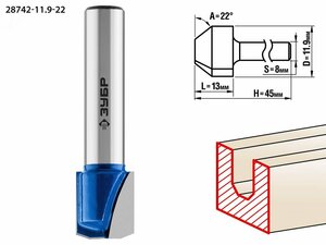Фреза пазовая фасонная №3 11,9×13мм (28742-11.9-22)