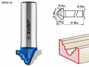 Фреза пазовая фасонная №6 19×11мм, радиус 4мм