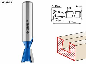 Фреза пазовая фасонная »Ласточкин Хвост» 9.5×10мм, угол 9град.