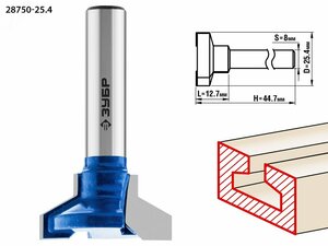 Фреза пазовая Т-образная №2 25.4×12.7мм, высота 12.7мм